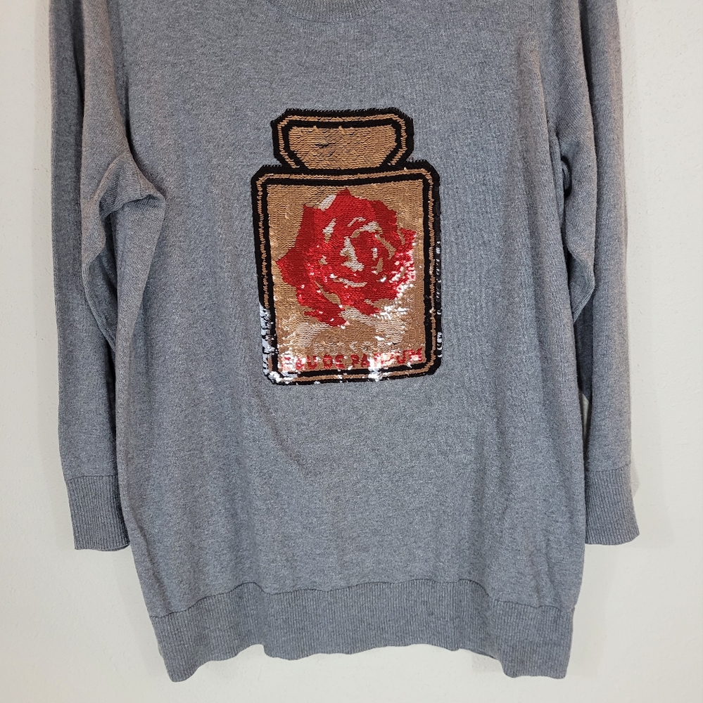 Torrid Grey Reversible Sequin Changing Sweater Si… - image 3